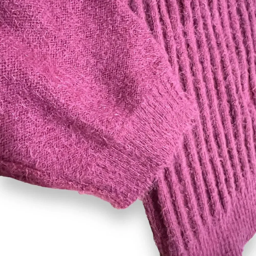 NWT Free People Big City Turtleneck Sweater Mulberry Size L Oversized Fuzzy $168